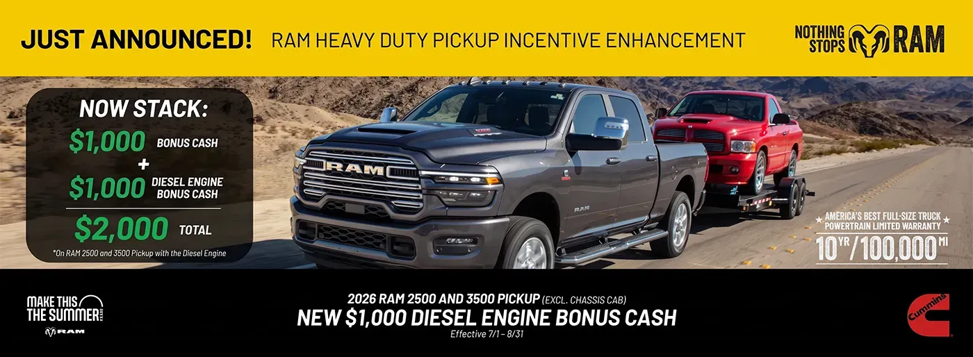 Ram Diesel Engine Bonus Cash at David Stanley Chrysler Jeep Dodge RAM